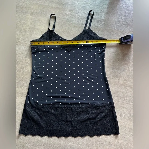 White House black market Black Polka Dot Lace Trim Chemise small - Picture 7 of 7